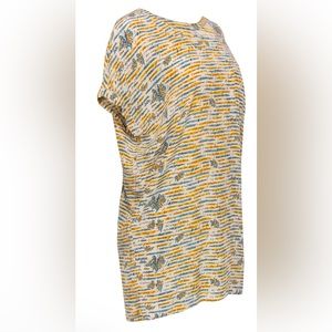 JOIE 100% Silk White, yellow & blue shift with love-inspired French poetry SZ S